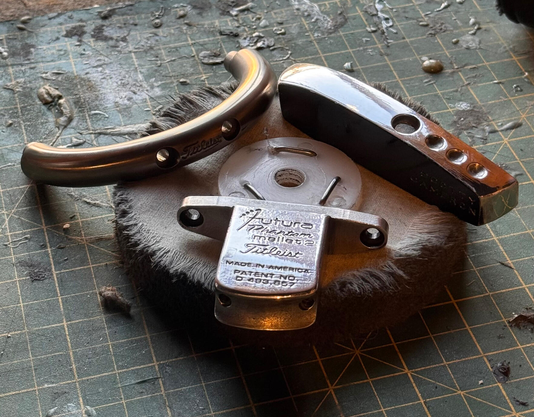 Scotty Cameron Restoration Futura putter stripped back to raw metal, with a blowtorch finish, polished chrome and fresh paint fills.